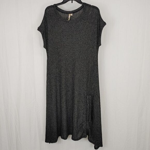 Comfy Usa Designer Knit Sweater Dress Tie Up Hem Women's Size Large Black.Armpi - Picture 1 of 7